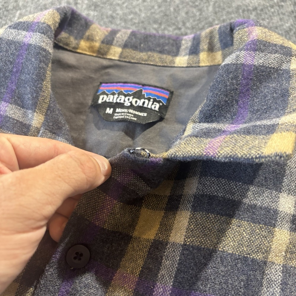 Patagonia Recycle Wool Shirt Mens Medium Flap Pocket Retro Plaid Long Sleeve - Picture 9 of 9